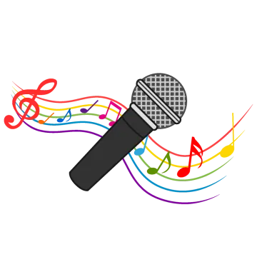 a microphone with music notes on it