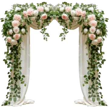 a wedding arch decorated with flowers and greene