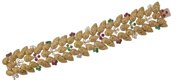an emerald, ruby and diamond bracelet
