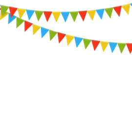 colorful bunting flags on a white background