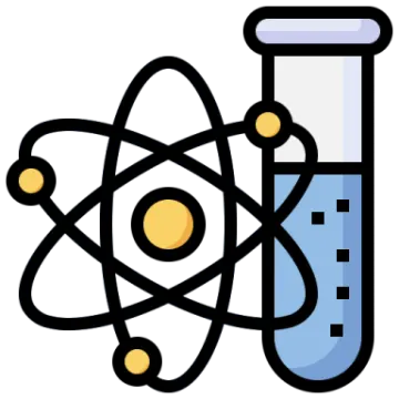 a test tube with an atom in it