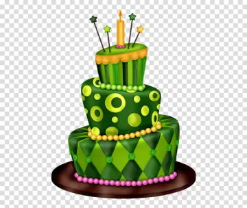 a green birthday cake with candles and beads on top