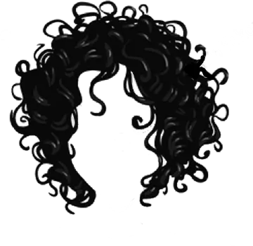 a black and white drawing of a woman with curly hair