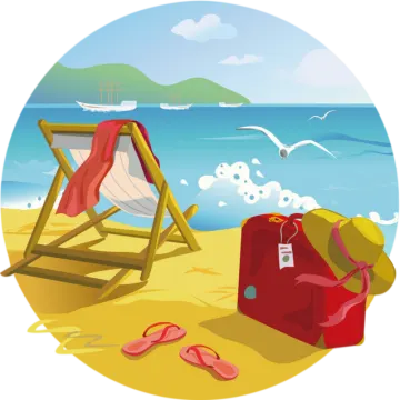a beach chair and flip flops on the sand