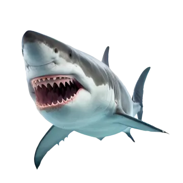 a large white shark with its mouth open