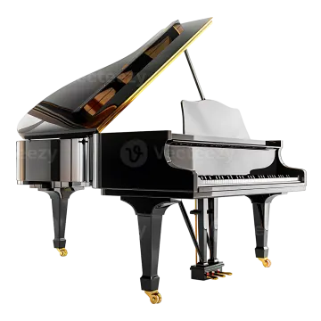 a grand piano on a white background