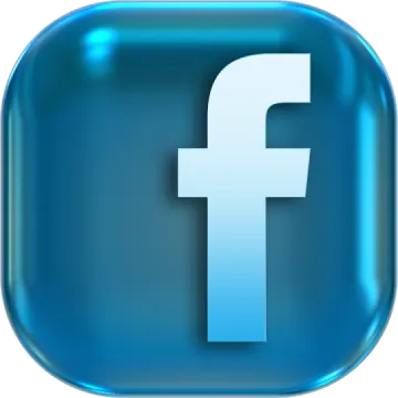 a blue button with the facebook logo