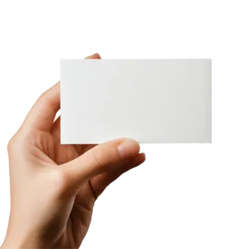 a hand holding a white business card