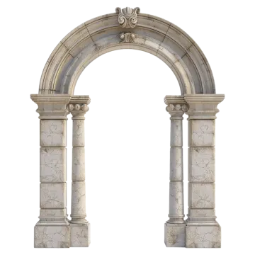 a stone arch with two columns