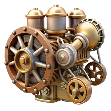 an old motorcycle engine on a white background