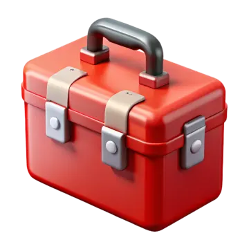 a red tool box on a white background