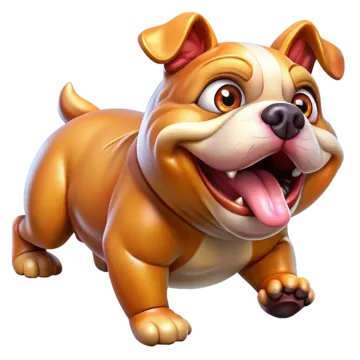 a cartoon dog running with its tongue out