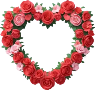 a heart made of red and pink roses