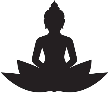 a black and white silhouette of a buddha statue