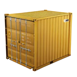 a yellow shipping container on a white background