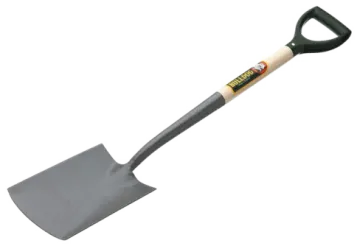 a shovel with a wooden handle