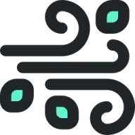 a black and white logo with green eyes