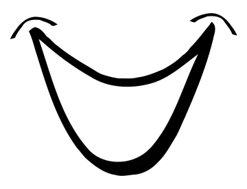 a black and white image of a smiling face
