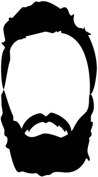 a black and white silhouette of a man with a beard