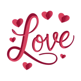 the word love with hearts on it