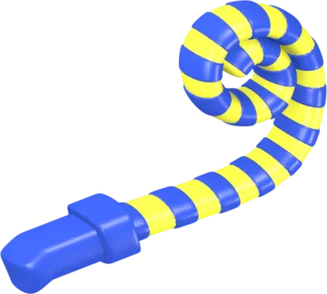 a blue and yellow candy cane