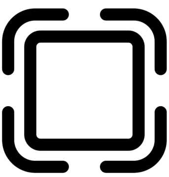 a black and white square icon