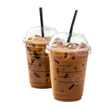 two cups of iced coffee on a white background