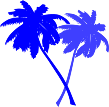 two palm trees silhouetted against a white background