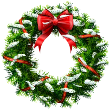 a christmas wreath with red ribbon and bow