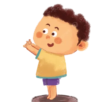 a little boy standing on the ground pointing at something