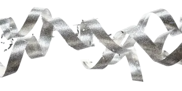 a bunch of silver and white confe