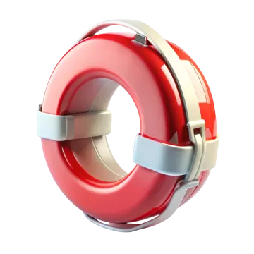 a red and white life preserver