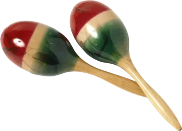 two wooden maraos on a white background