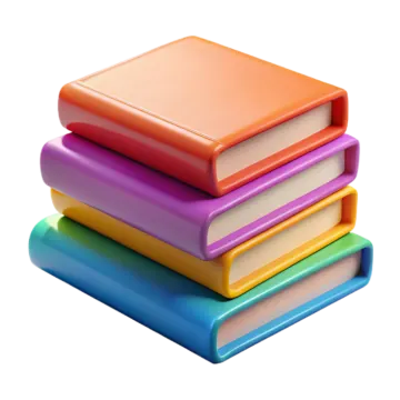 a stack of colorful books