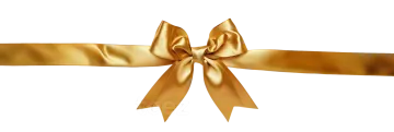 a gold ribbon with a bow