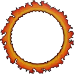 a circle with flames in it