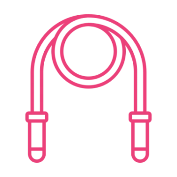 a pink and white icon of a headphones