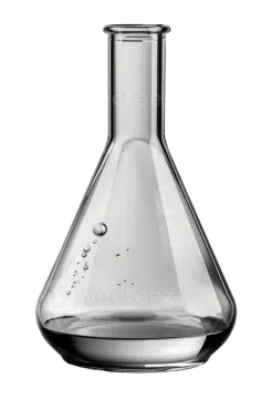 a glass flask with water in it
