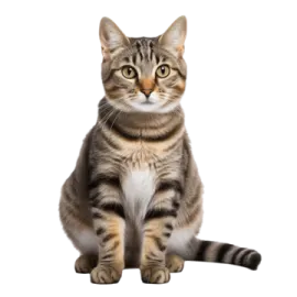 a cat sitting on the ground looking up