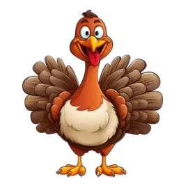 a cartoon turkey with an open beak