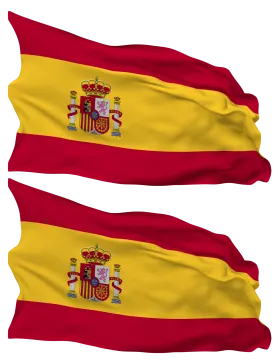 two spanish flags flying in the wind