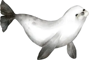 a watercolor painting of a seal in the ocean