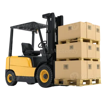 a fork truck with boxes on the back