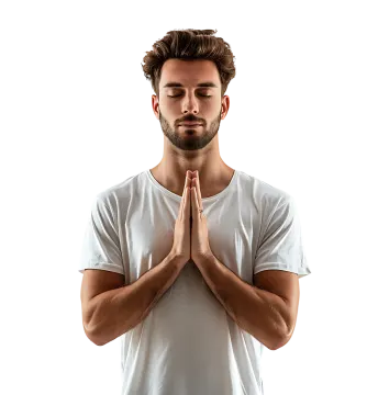 a man standing in front of a white background