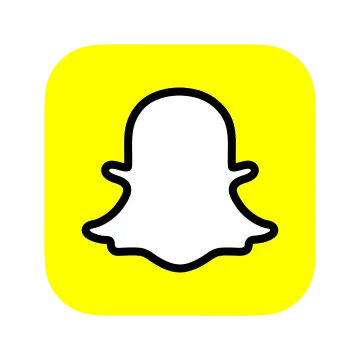 a yellow snap icon with a black outline of a person's face