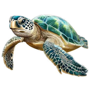a green sea turtle on a white background