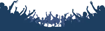 a crowd of people with their hands in the air