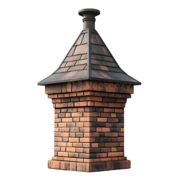 a brick chimney on a white background