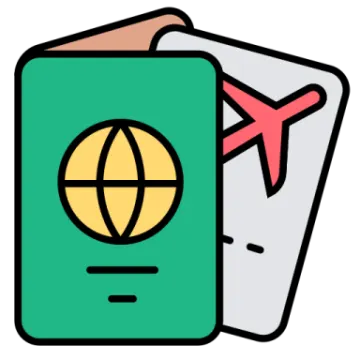 a passport and an airplane