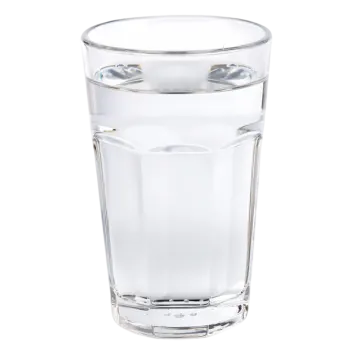 a glass of water on a white background